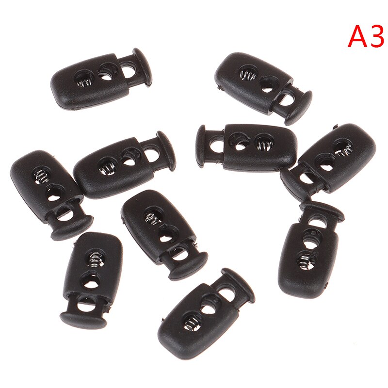 10pcs Multi Style Black Push Cord Lock Spring Clasp Plastic Stoppers Ends Toggles Clip For Apparel Bungee Elastic Rope Parts: 3