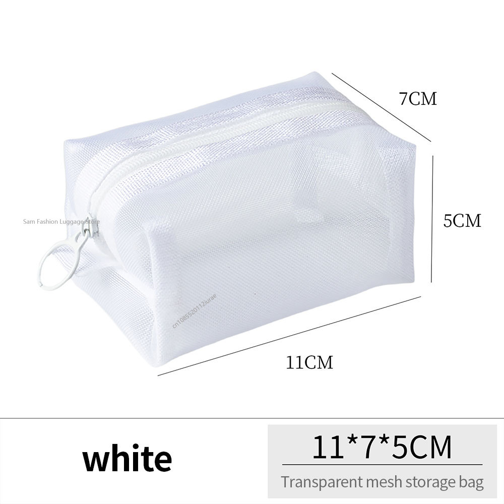 Multipurpose Breathable Square Mesh Storage Pouch Lightweight Mini Wash Bag Mini Zipper Coin Purse Large Capacity Coin Purse: black