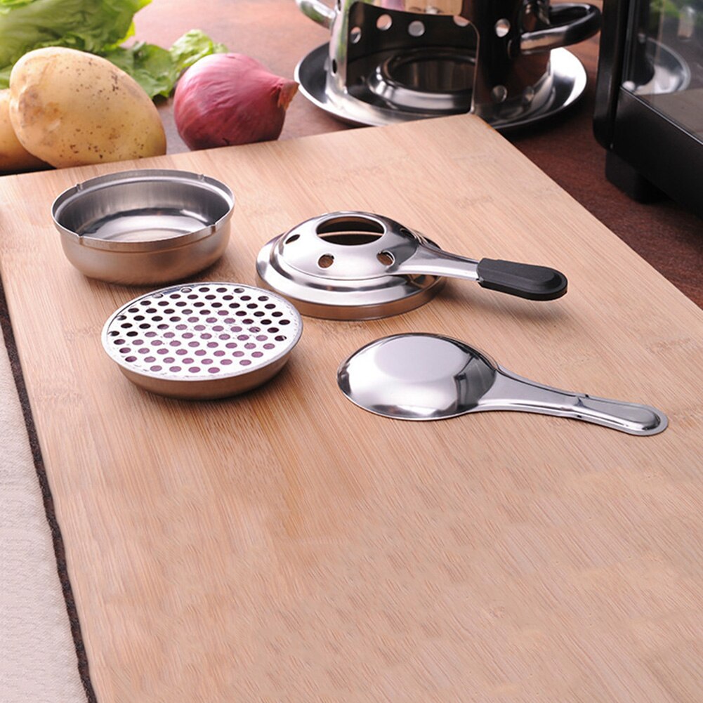 Mini Alcohol Stove Burner Portable Stainless Steel Fondue Burner Stove Chocolate Cheese Fondue Burner Camping Picnic Grill