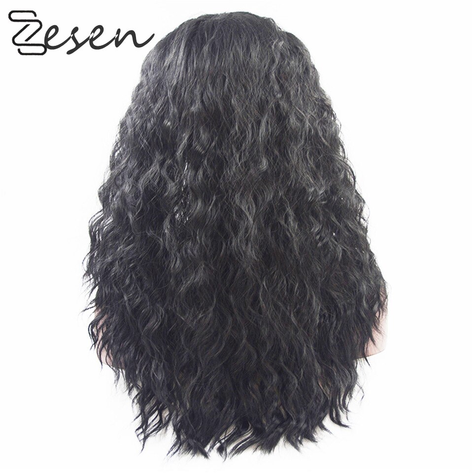 Peluca Zesen de pelo sintético ondulado suelto 13 × 4, peluca con malla frontal, pelucas de pelo largo y Natural sin partes para mujer, 180 de densidad con pelo de bebé