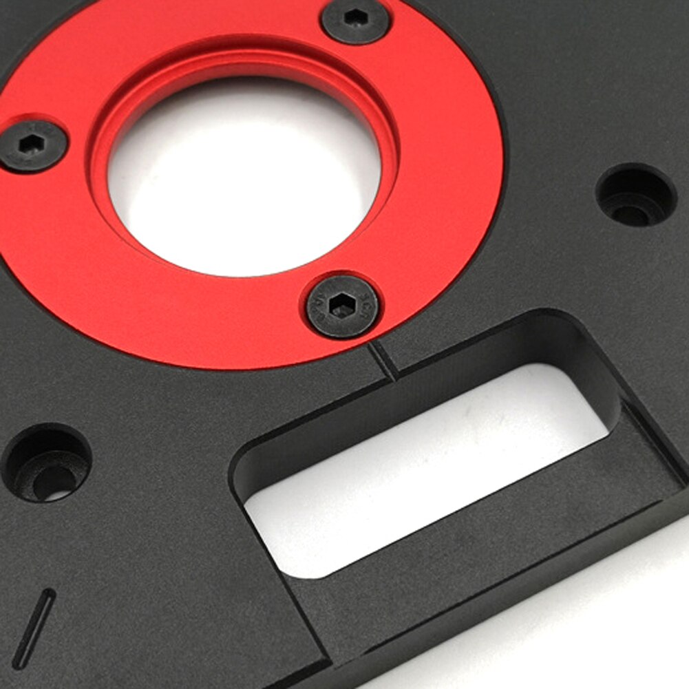 Aluminum Router Table Insert Plate with Ring Screw Trimming Machine Flip Plate for Woodworking Benches Trimmer Hole Bushing