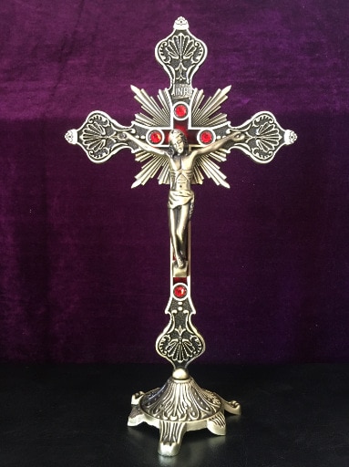 Hause Kirche Diamant einstellen Gold Silber Kupfer verrotten Kupfer Jesus überqueren Heiligen Bitteren Statue Dekoration Katholischen Christian Handwerk