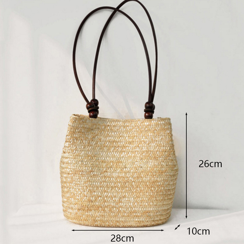 Gus borse da spiaggia in paglia grande borse da donna moda estiva donna 2022 borse da donna Casual borsa a tracolla nappa cerniera Bolsas: b-Beige