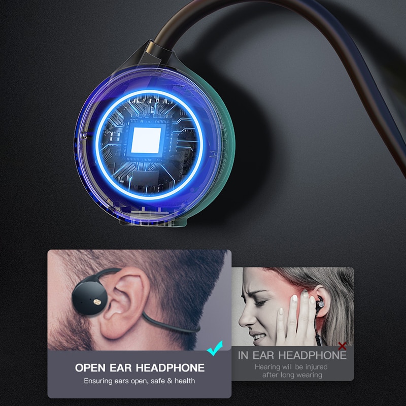 ddj R18 True Bone Conduction Headset Wireless Bluetooth Headphones Sports Waterproof Earphone Noise Cancelling with Microphone