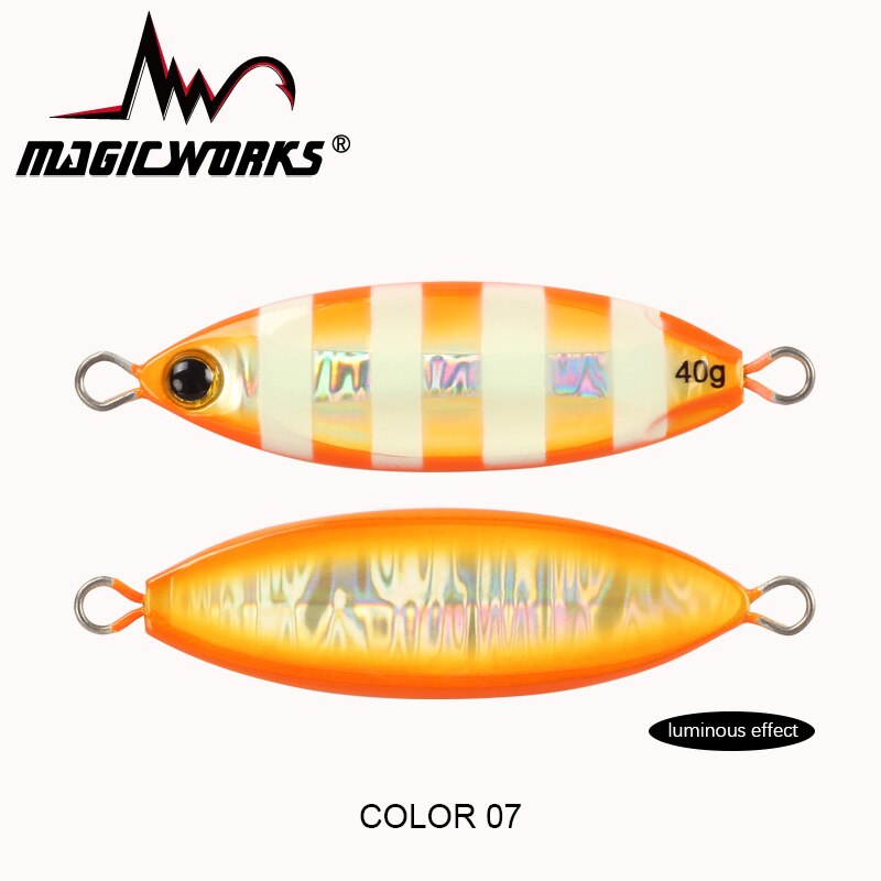 Señuelo de pesca con plantilla lenta ovalada, trabajo mágico, cuchara de 28g/40g/60g, aparejos de pesca con cebo Artificial de Metal para orilla de agua salada: 120 mm / Naranja
