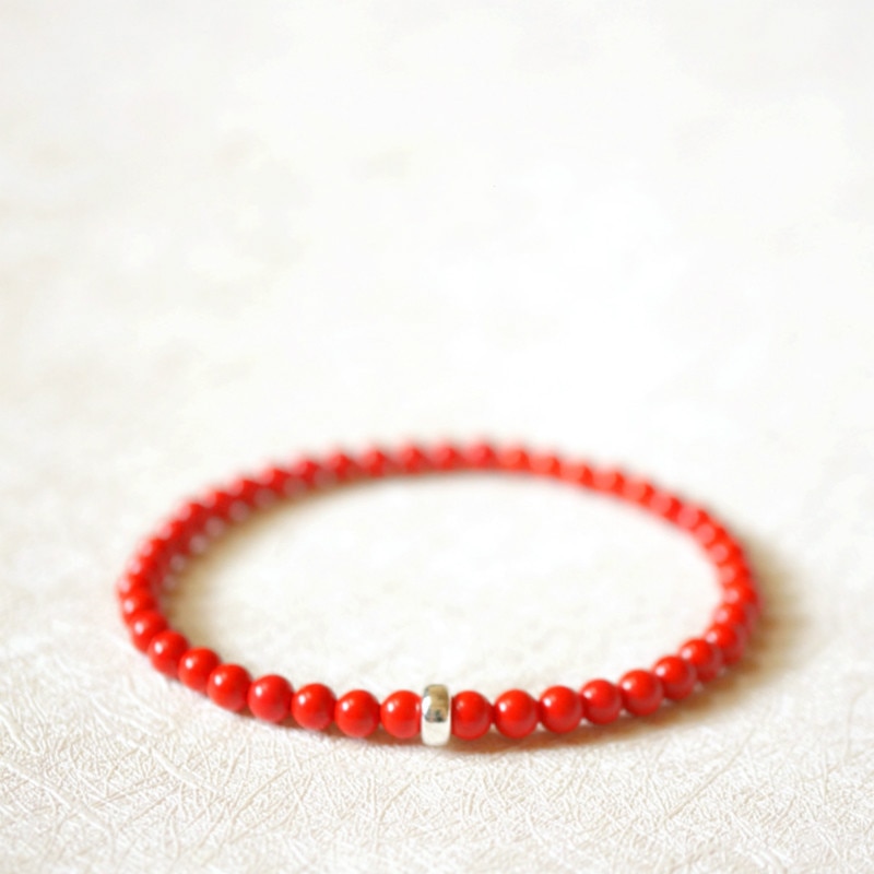 Regalo del nuovo anno del braccialetto dell&#39;argento sterlina 925 del corallo rosso dei gioielli del giglio per il Dropshipping delle donne o degli uomini
