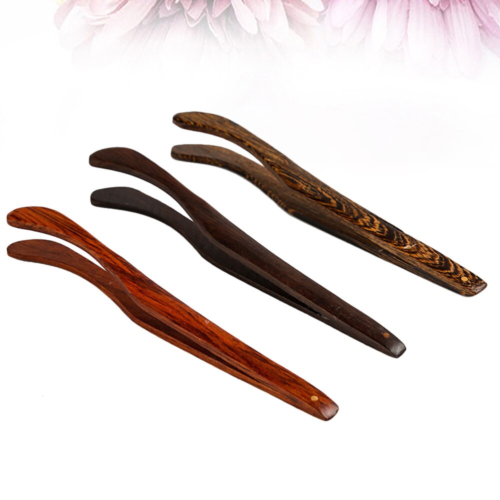 3PCS Tea Clamp Tea Ceremony Accessories Solid Wood Tea Clamp Wooden Tea Set Accessories for Tearoom Office Teahouse