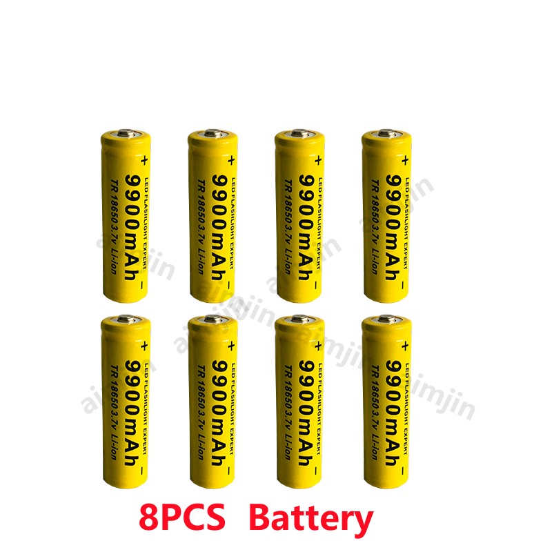 .Batería de iones de litio GTF 18650 For Original, linterna recargable 18650, 3,7 V, 9900 MAH For para Linterna + cargador: GRAY