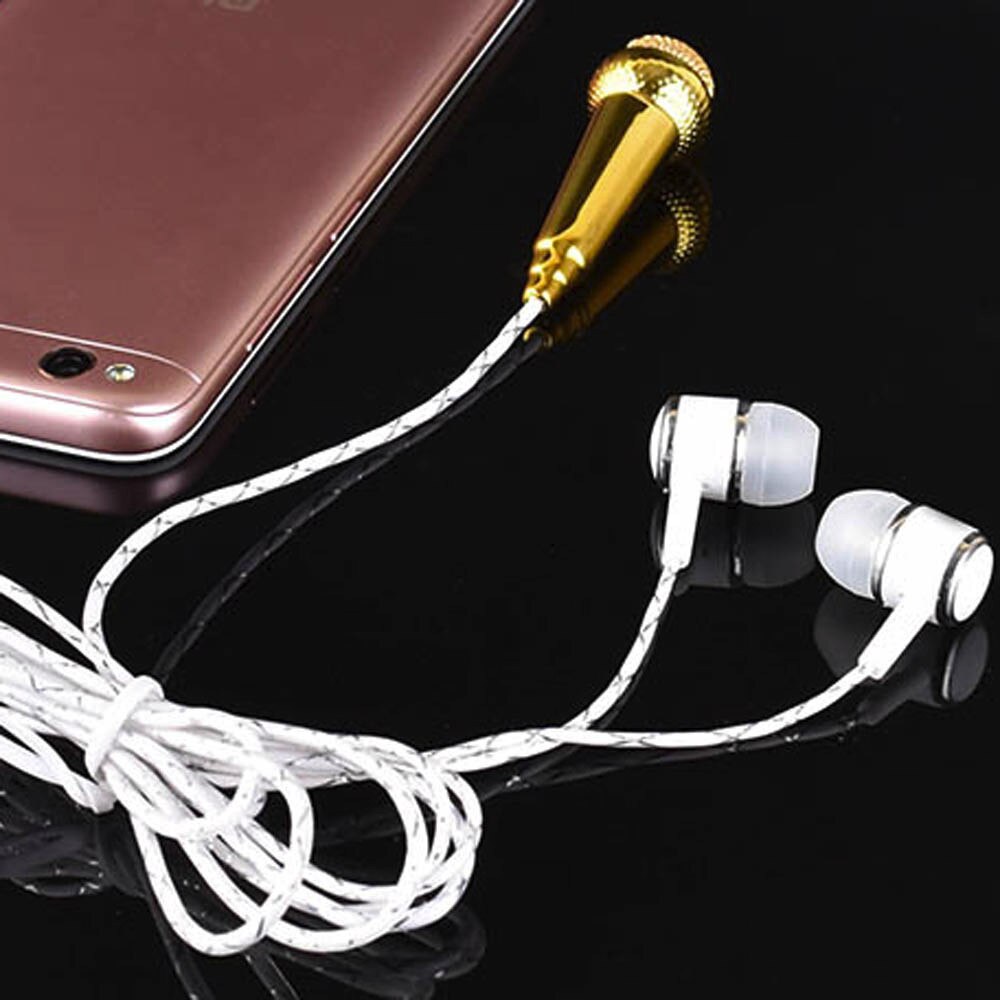 16g Unidirectional Mini Karaoke Condenser Microphone With Earphone For Phone Computer Mini PhoneMic