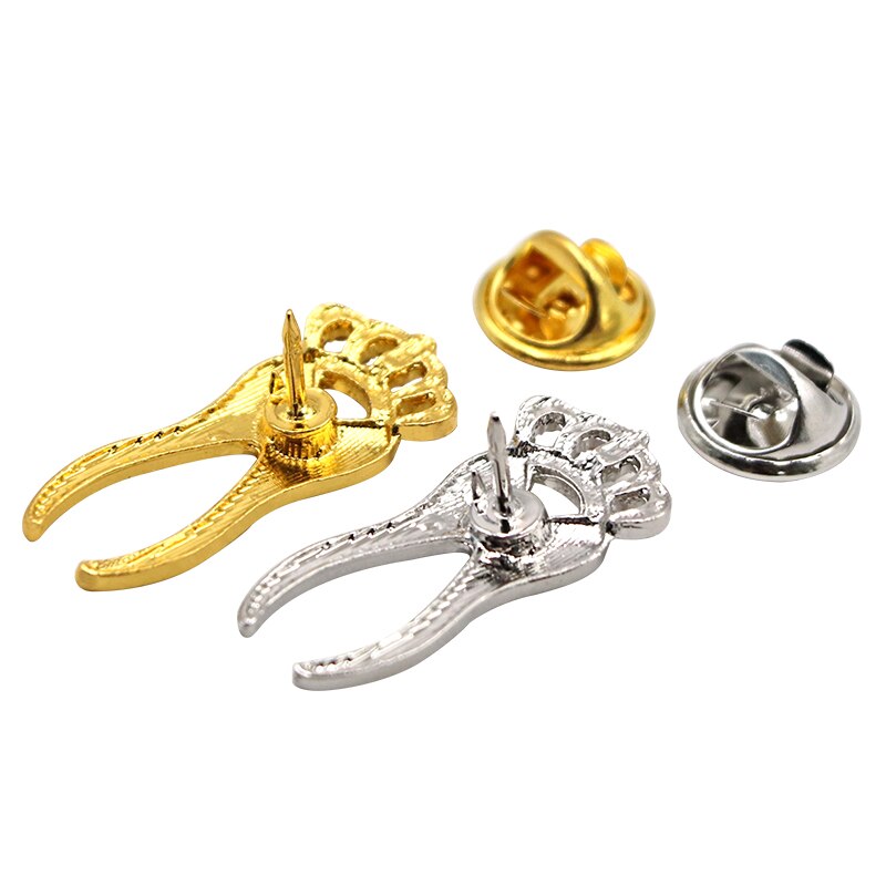 Gold & Silver Lightning Bolt Crystal Brooch - Trendy Lapel Pin For Women