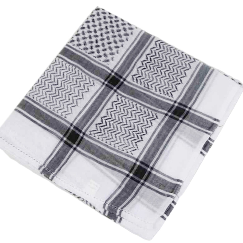 Shemagh-Pañuelo árabe para la cabeza para hombre, chal musulmán, gran tamaño, estampado a cuadros, para el cuello: Negro