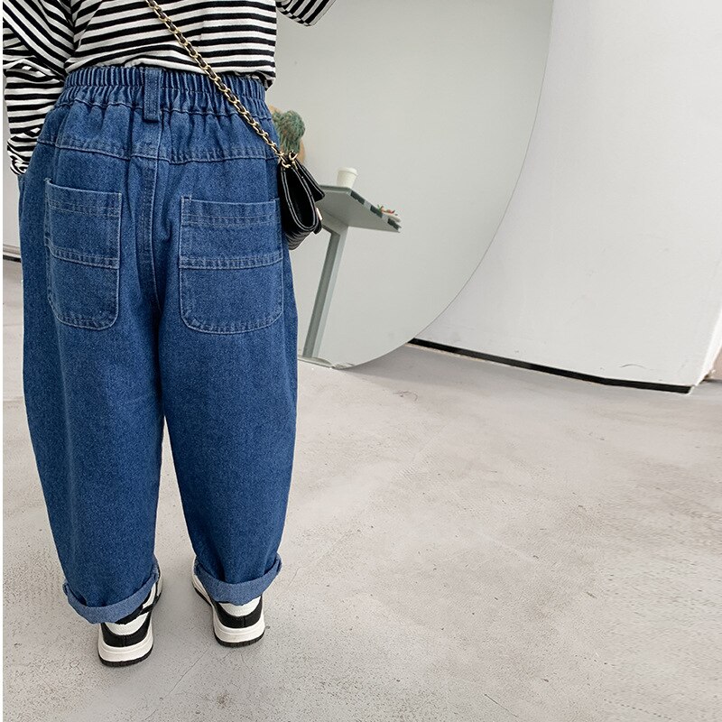unisex Patchwork Jeans Frühling Kinder lose lässig Denim Harem Hose