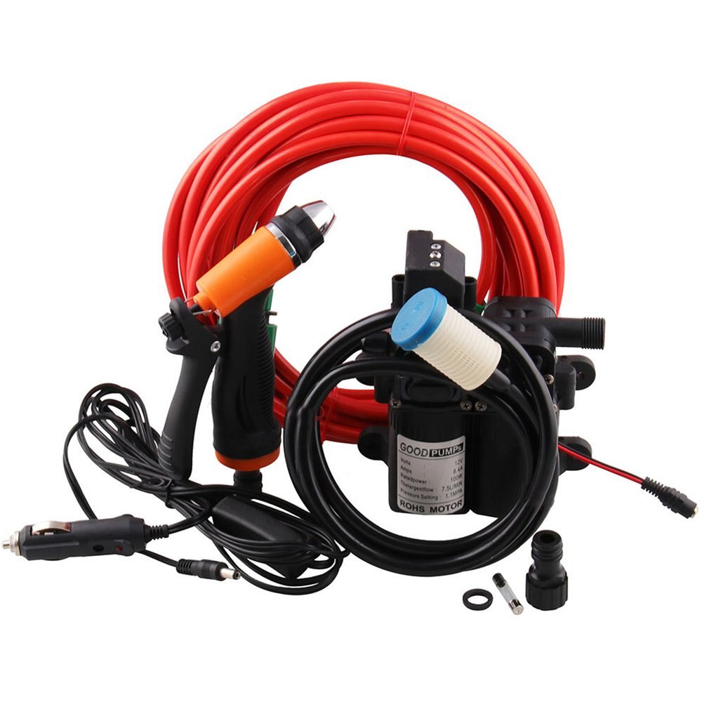 12V Portable High Pressure Washdown Deck Pump 100W Self-Priming Quick Car Cleaning Wash Pump Electrical Washer Kit