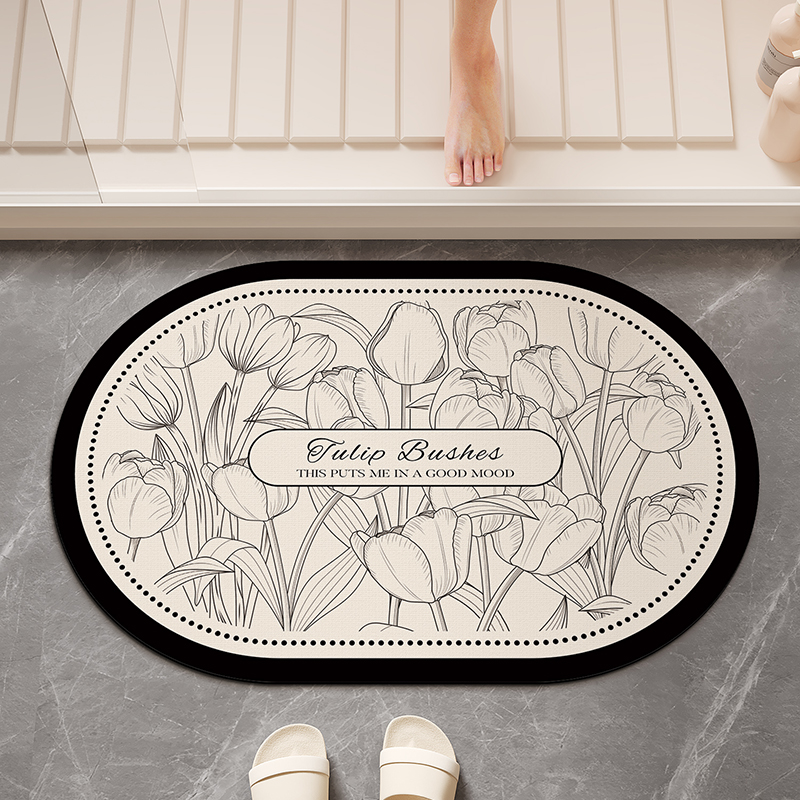 Japan imported muj Wuyin bathroom floor mat diatom mud water absorption quick drying leave-in non-slip household bathroom carpet: 50x160cm / Red