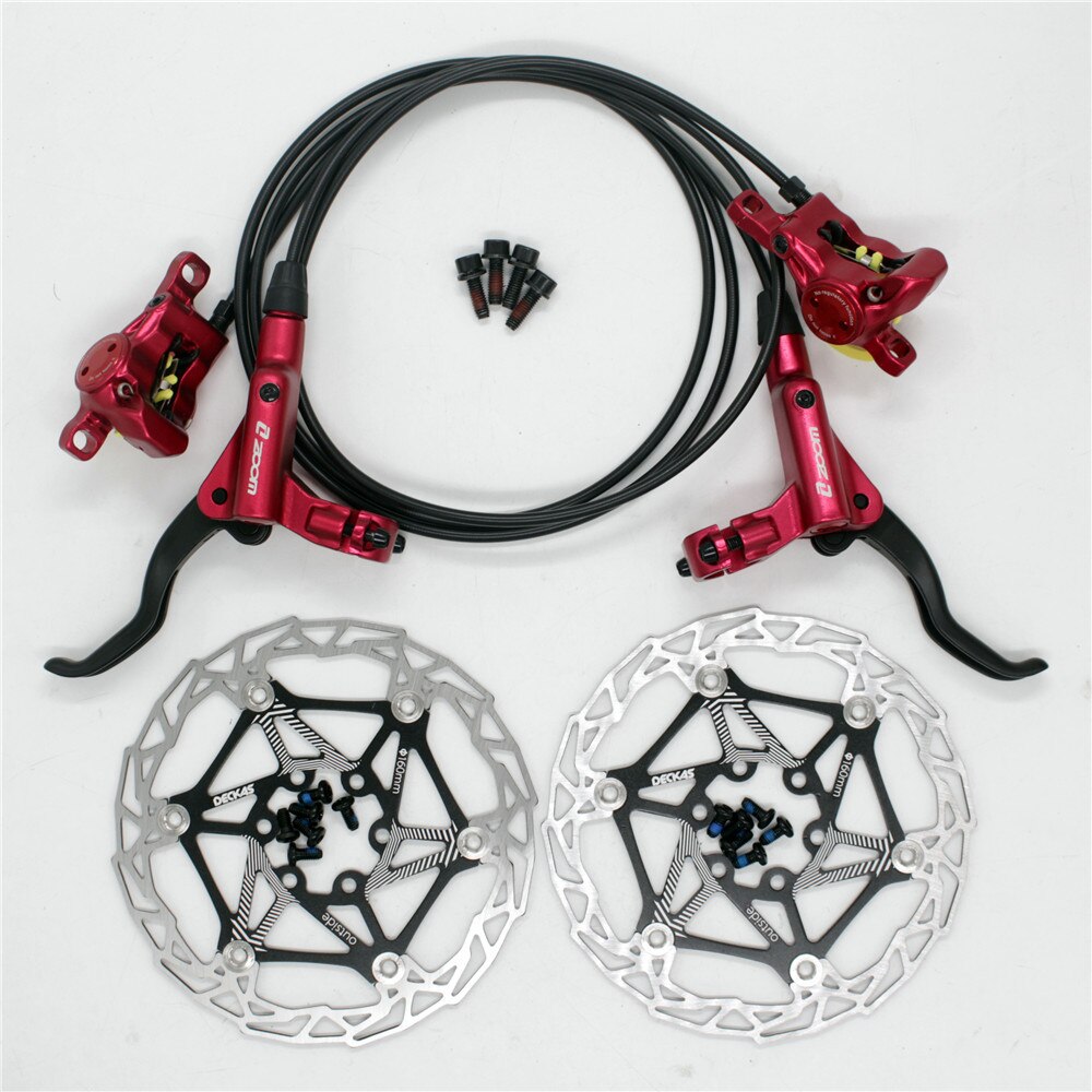 Zoom hb -875 cykelbroms mtb hydraulisk skivbroms med  hs1 rotor bättre än  m395 mt200 vänster fram höger bak: Hb875 röda däcksvarta