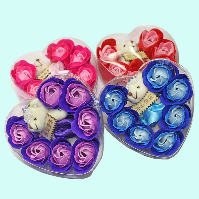 Valentijnsdag rode roos teddybeer roos kunstmatige decoratie kerst voor meisjes vrouwen valentijnsdag zeep