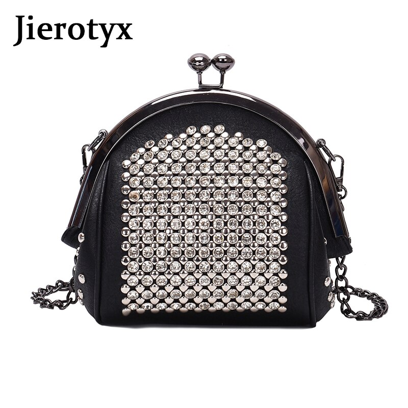 JIEROTYX Frauen Schulter Tasche retro Kuss Schloss Umhängetaschen Für Weibliche Farbige diamant Hülse Tasche Clip Brieftasche Pu Leder Handtaschen