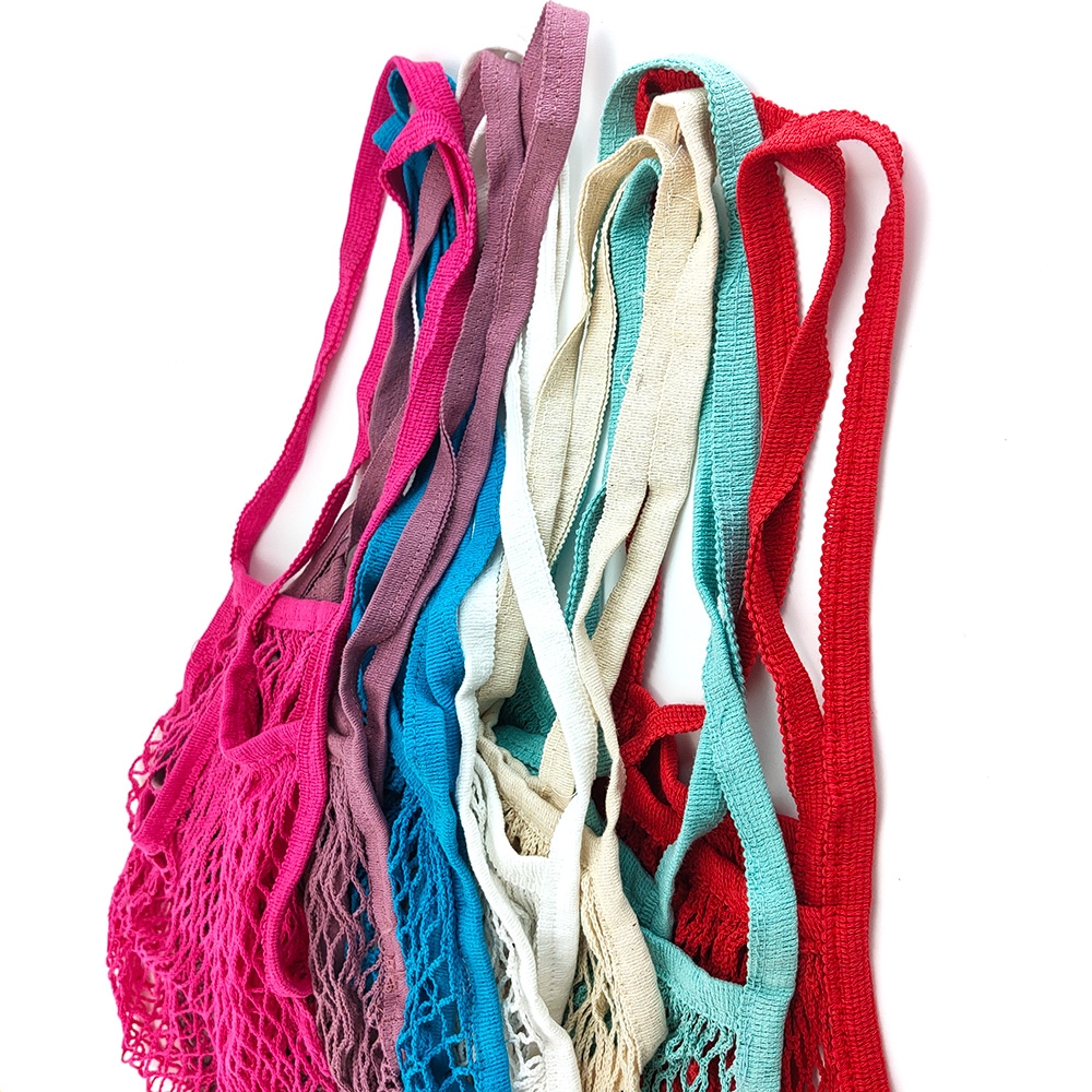Bolso de compras de malla reutilizable para mujer, bolsa de almacenamiento de fruta con cordón, tejido de red, para tienda de comestibles, novedad