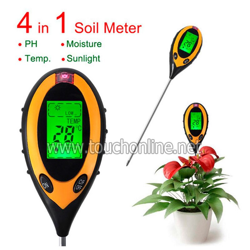 4 In 1 Digitale Ph Vocht Zonlicht Soil Meter AMT-300