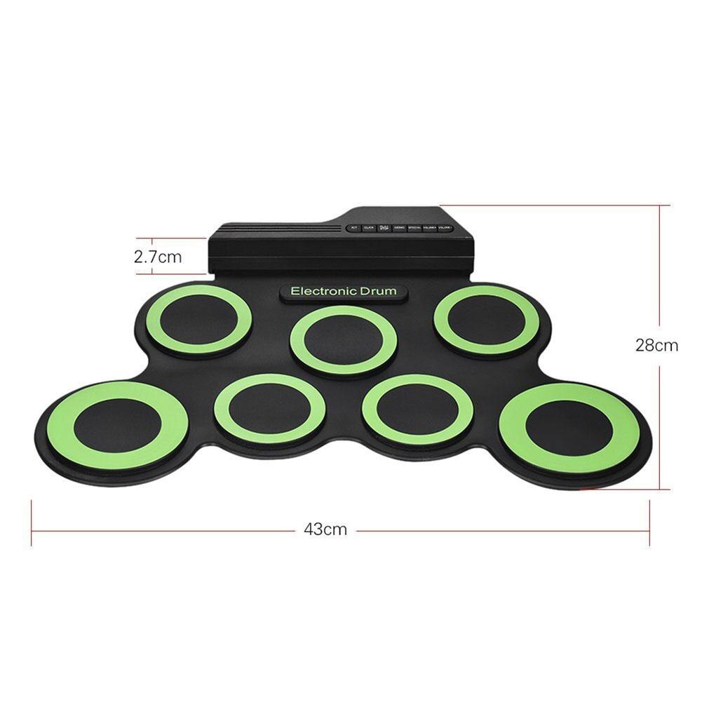 Profession Electronic Drum Pad Digital USB 7 Pads Roll up Rubber Silicone Electric Drum Pad Kit with Drum Sticks Foot Pedal
