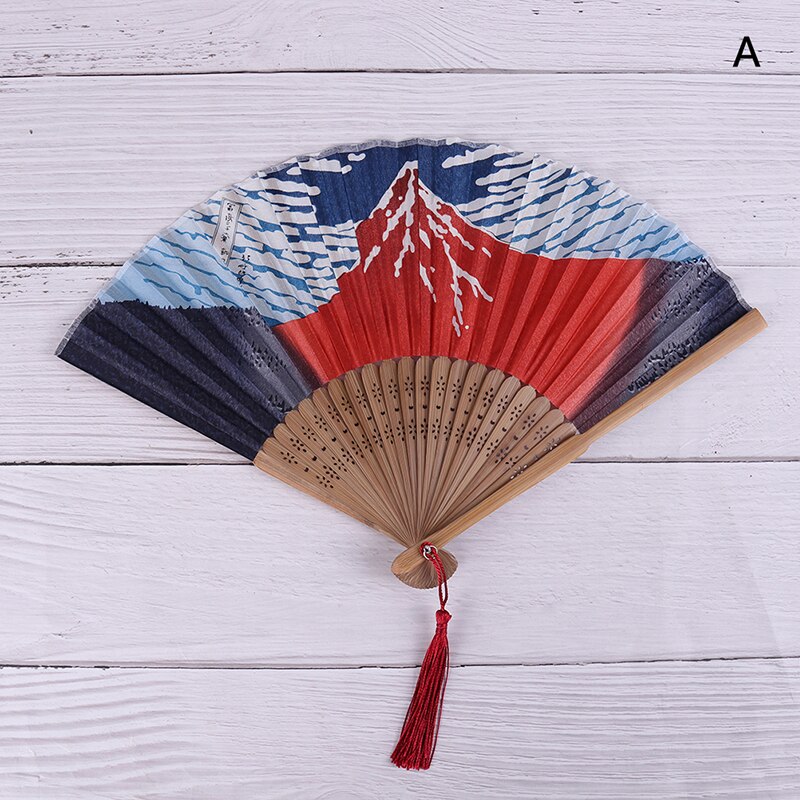 Zijde Hand Fan Mount Fuji Kanagawa Golven Japanse Vouwen Ventilator 1Pc Pocket Fan Bruiloft Accessoires Decoratie Event Supplies: A