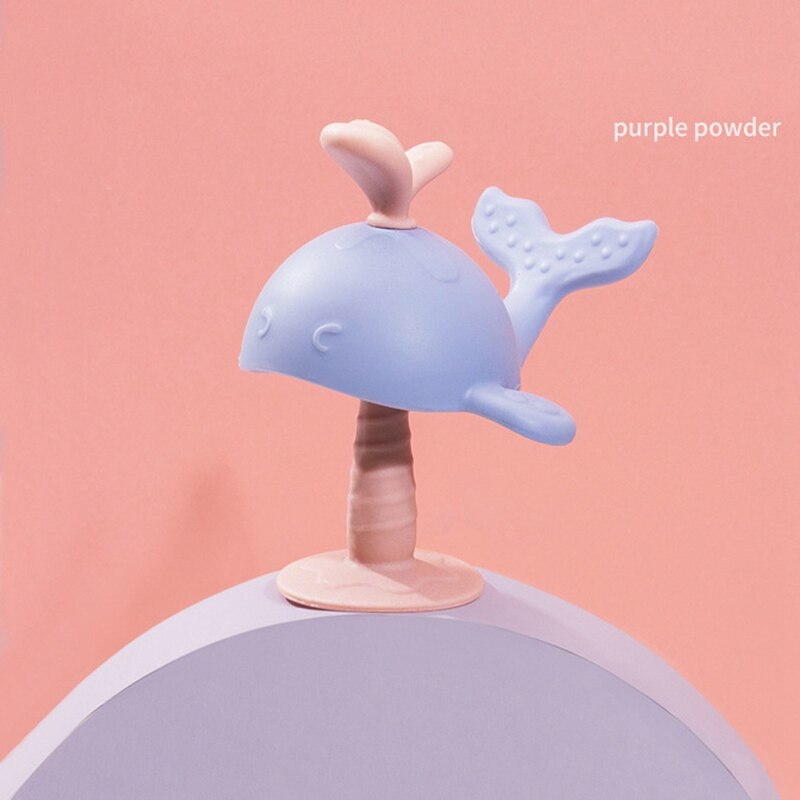 Del bambino Teether silicone Roditore con Ventosa Morbido Formazione masticare Asta Molare