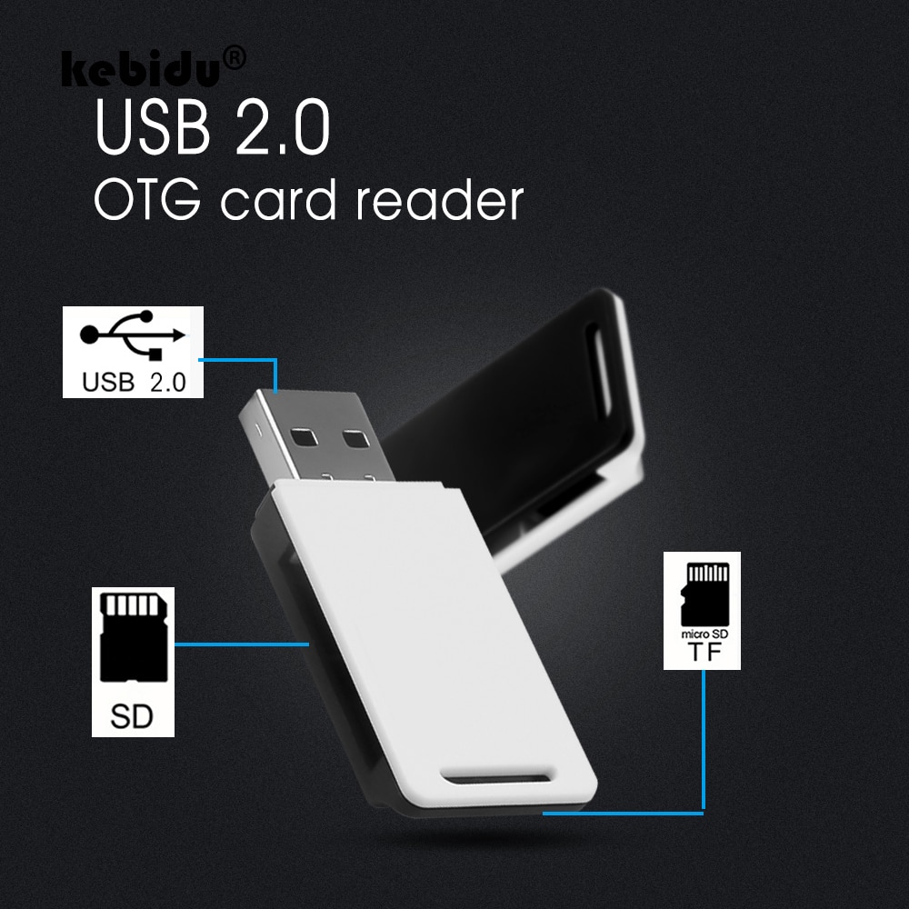 kebidu Smart Card Reader USB2.0 For SD/Micro SD TF OTG Smart USB 2.0 Memory Card Adapter for Laptop Card reader SD Card Reader