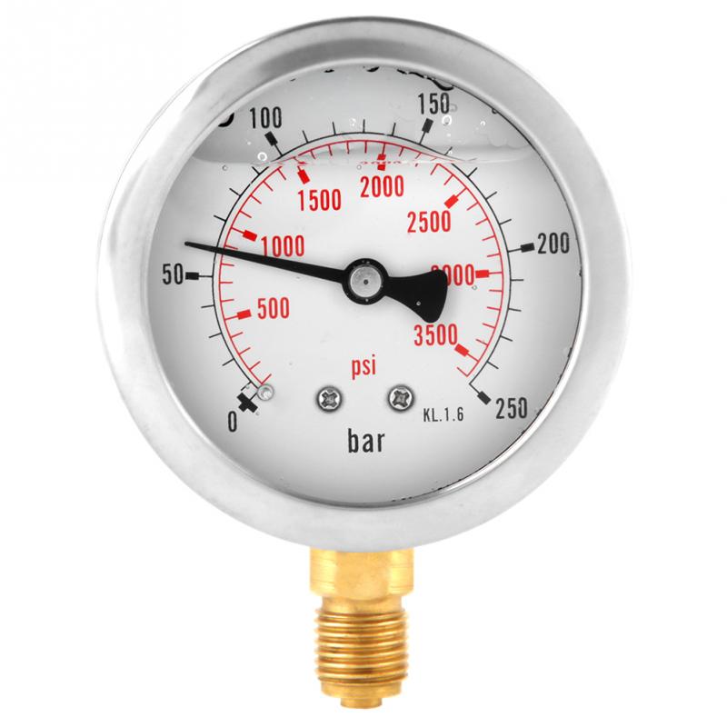 0-250Bar 0- 3750PSI G1/4 63mm Dial Hydraulic Water Pressure Gauge Meter