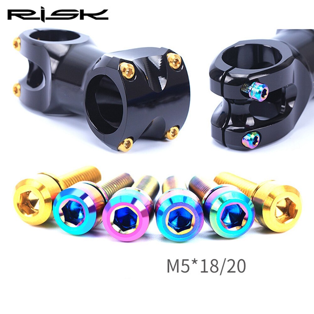 6 stuks  m5 x 18mm/ m5 x 20mm stuurpenbouten schroeven met ring ultralicht stuur mtb stuur titanium bout ringen fiets fietsonderdelen