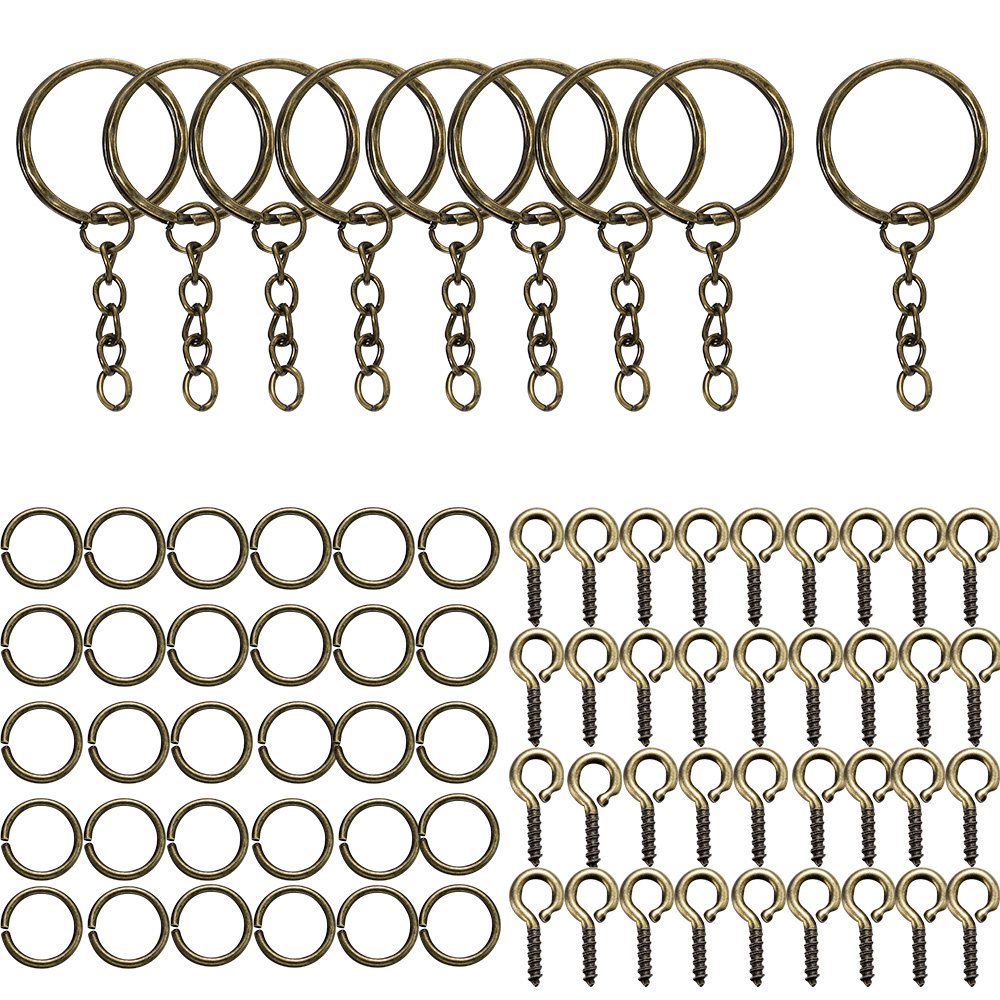 110/220pcs/Set Keychain Open Jump Rings Eye Pins Jewelry Making Accessories Kits for DIY Epoxy Resin Key Chain Key Ring Pendants: 6 cm / Brown