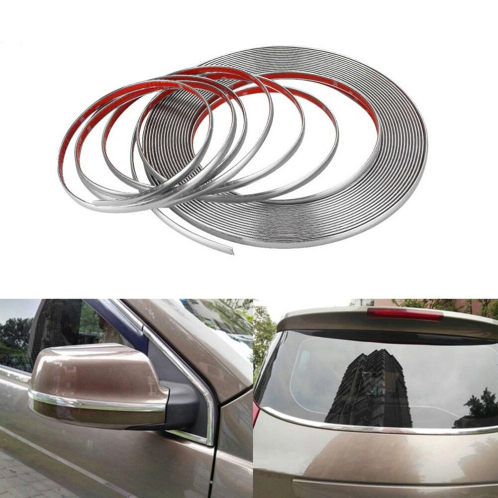 Universal 6mm 15mm 18mm 22mm Car Chrome Moulding Strip Trim Soft PVC Auto Exterior Moulding Strip Protector