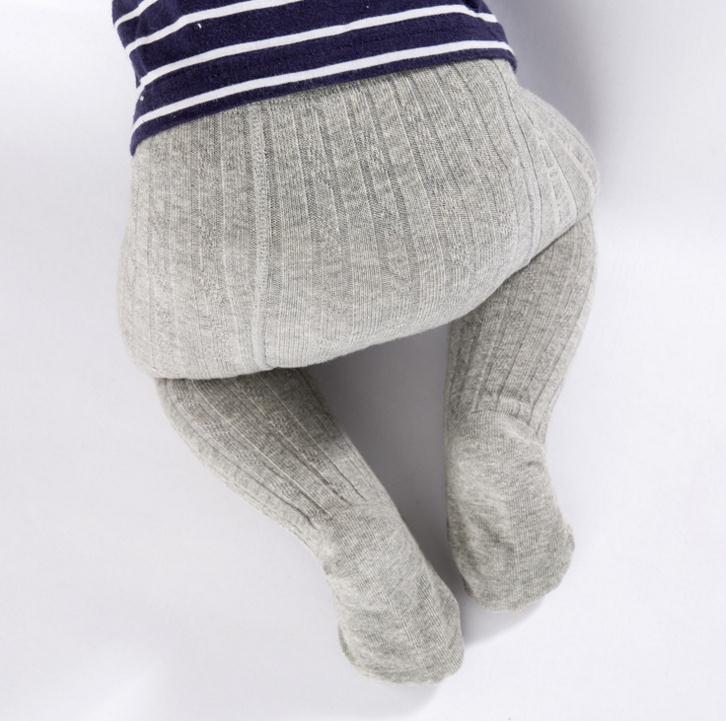 Bebê leggings primavera penteado algodão desossado costura cabeça outono toddlers meia-calça algodão com nervuras collants meninas: Gray / M 12-24Months