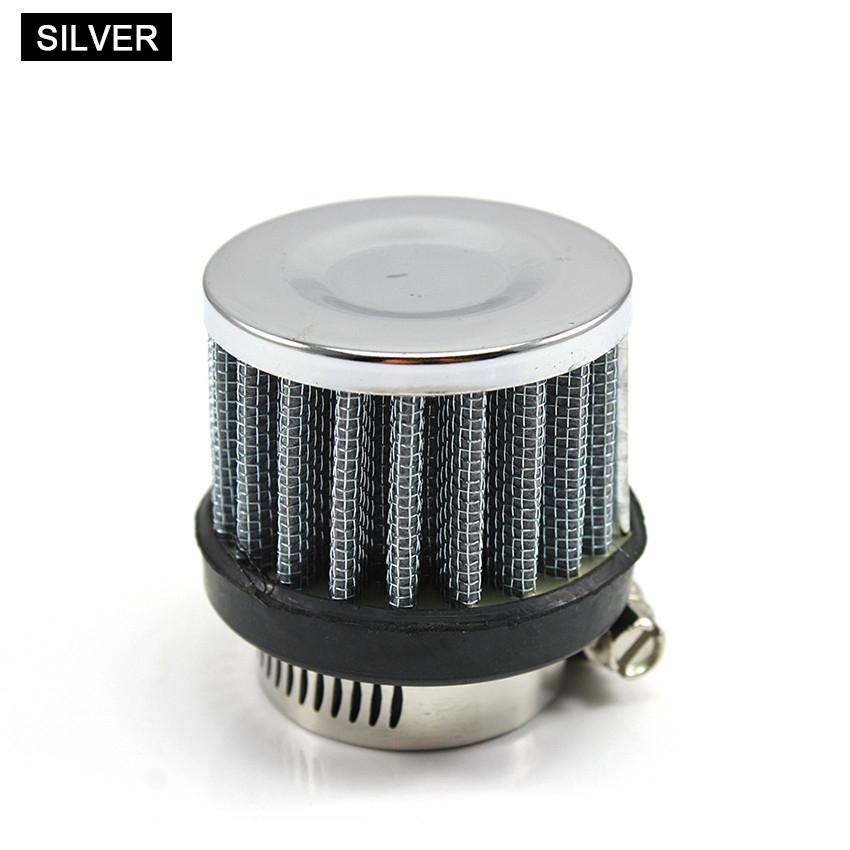 Universal 25mm Car Air Filter Clip-On Auto Round Conical Cold Air Intake Filter Kit Vent Crankcase Breather Part Auto Accessory: Silver