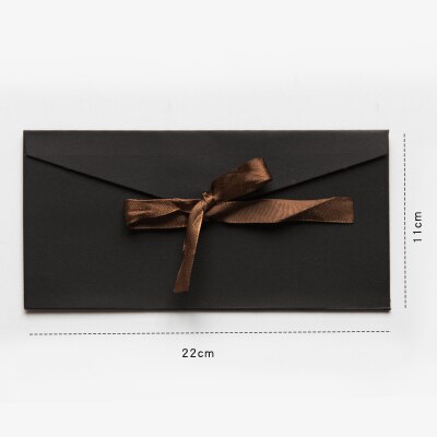 Lot de 5 pièces, belle enveloppe en papier Kraft avec ruban, lot d'invitation w41, noir, rouge, bleu, 250g: black L
