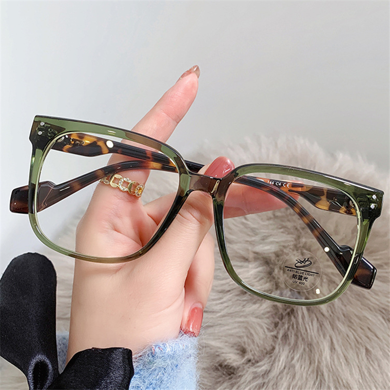 YOOSKE – lunettes de vue Anti-lumière bleue, monture pour ordinateur, léopard, surdimensionnées,: green leopard