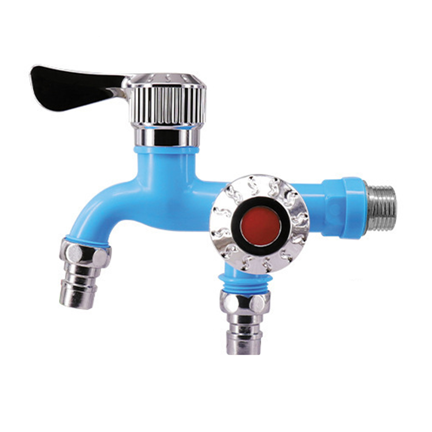 Dubbele uitlaat kraan Dual Control waterkraan 1 in 2 uit tuin buiten balkon badkamer keuken 1/2 "buitendraad kunststof kraan