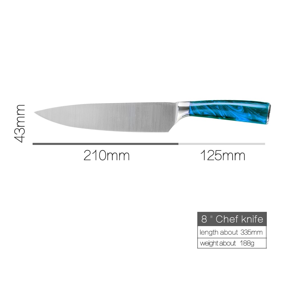 Xyj Japanse Chef Messen Rvs Keukenmessen Set Sharp Non-stick Uitbenen Cleaver Santoku Brood Snijden Messen Gereedschap: 8 inch Chef Knife