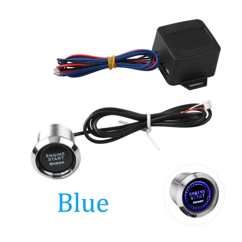 12V Red or Blue LED one-button Start Button Car Keyless Engine Start Push Button Switch Ignition Starter Kit: Blue
