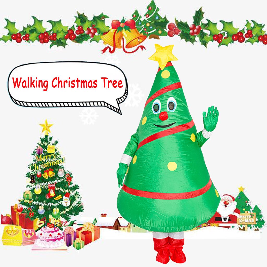 Unisex Inflatable Costume Adult Christmas Tree Costume Cosplay Inflatable Dress Funny Festive Suit Green Costumes Suit