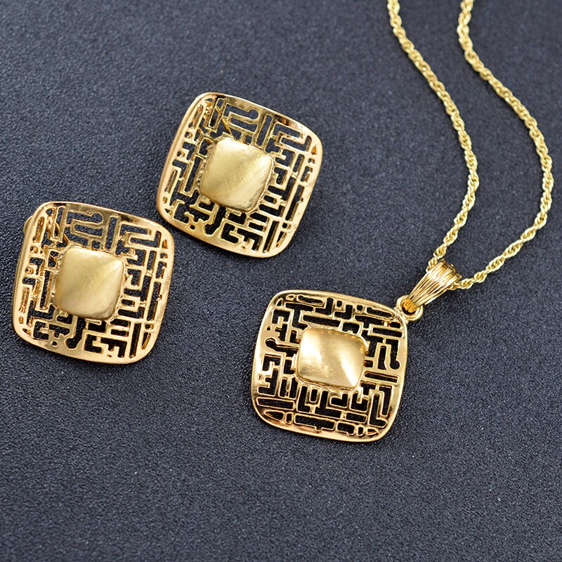 ZEA Dear Jewelry Classic Square Jewelry Set For Women Necklace Earrings Pendant Big Jewelry Findings For Party