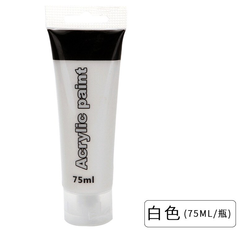 75ml Acrylic 12-color Art Wall Painting Hand-painted Monochrome Hose Art Painting Acrylic Paint: White