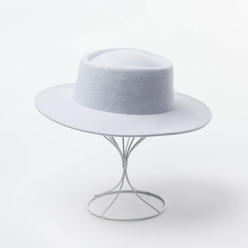 100%  ull fedorahattar kvinnor toppmössa kvinnliga vintage breda rand damer vintage hattar märke svart fedora: Himmelsblå