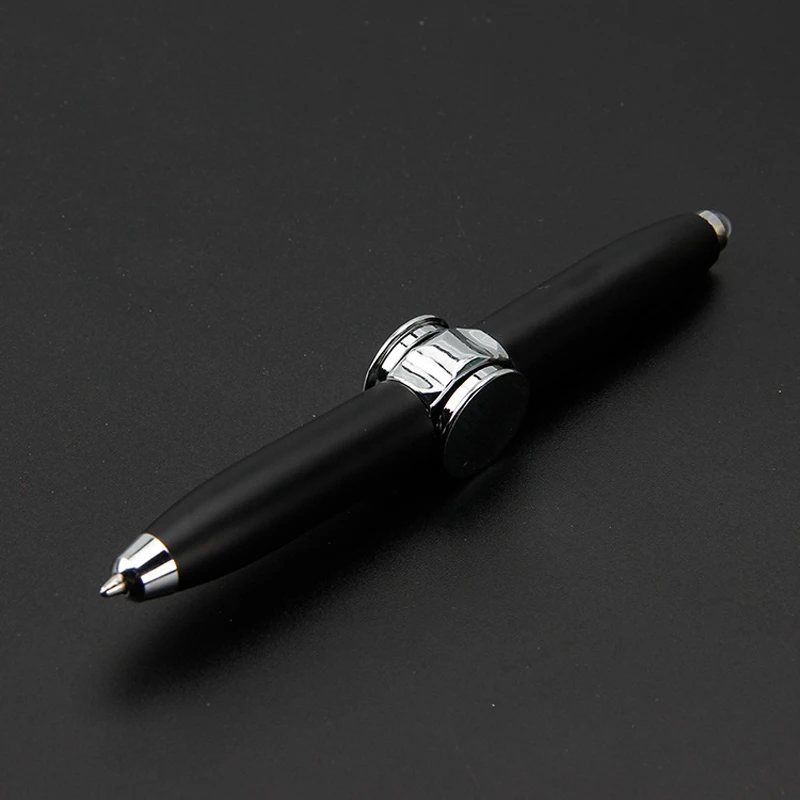 Led Spinnen Pen Fidget Angst Decompressie Gyro Metalen Balpen Kantoor Schoolbenodigdheden Schrijfpennen Speelgoed Voor Kinderen Volwassenen: Light Grey