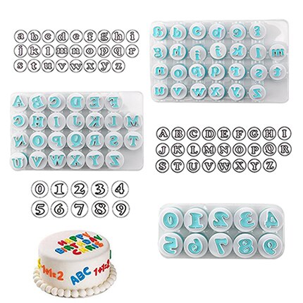 26 pcs plastic Push Fondant cookie cutter Mini Upper & Kleine Letters DIY Cake pops pastry bakvorm Cake Decorating gereedschap: 3pcs all