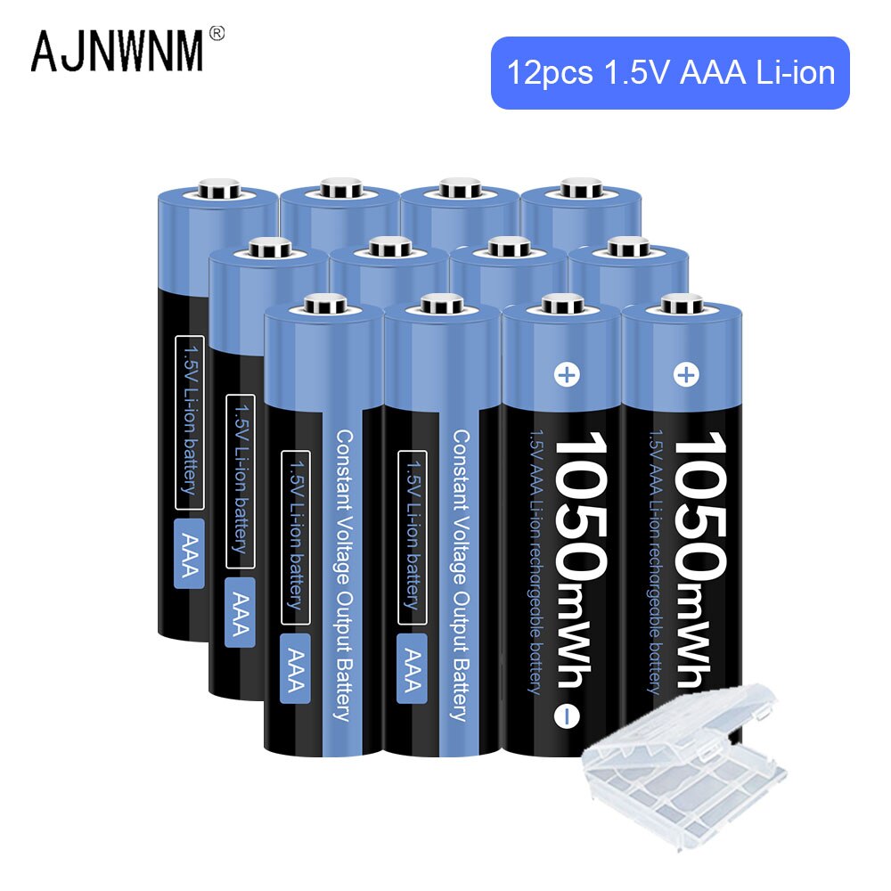 1.5v AAA Rechargeable Battery 1050mah 1.5V AAA Lithium Li-ion Batteries for Remote Control Electronic Shaver Radio Battery AAA: 12Pcs AAA Battery