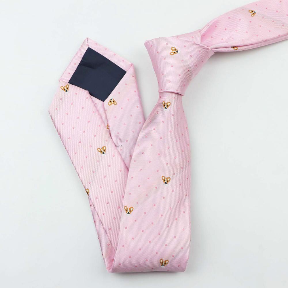 Sød tegneserie doggy jacquard slips 6cm smal afslappet polyester mandlig tynd slips business smoking shirt til mænd tilbehør: 5