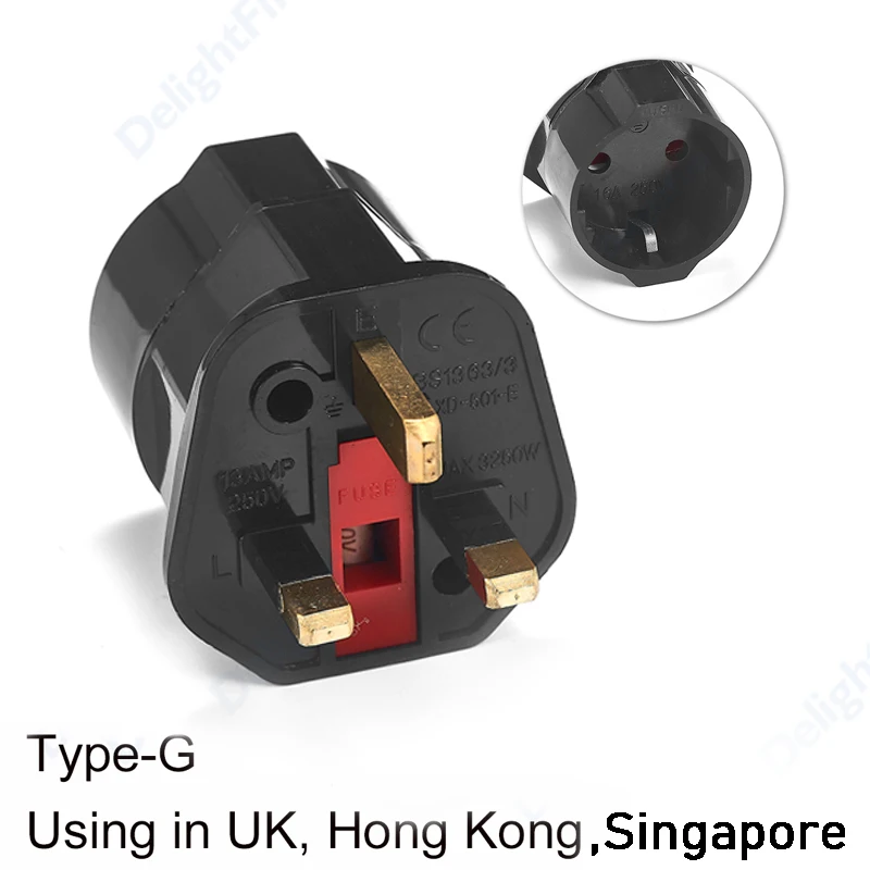 UK Type G Plug Adapter Euro European EU To UK SG Universal Travel Adapter AU US American To British Power Socket Charger Adaptor: Tabletop Socket