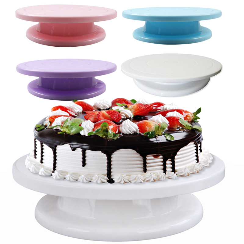 28cm Keuken Cake Decorating Icing Draaitafel Cake Stand Wit Plastic Fondant Bakken Tool DIY Platform Cupcake