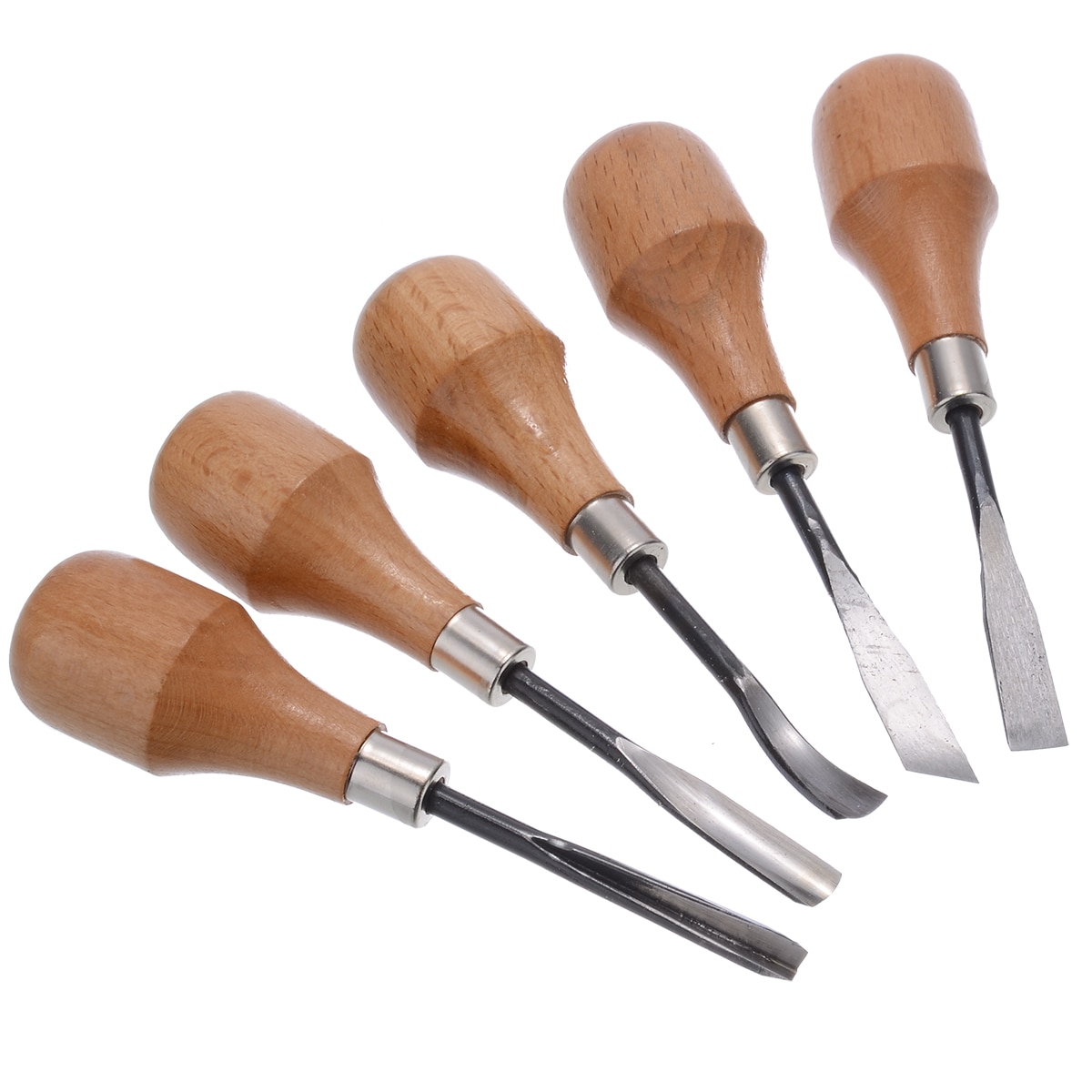 5 stk dreiebenk treskjæringsmeisler diy håndskjæringe meisler kniver hullverktøy sett mulit til tre leire voks lær utskjæring skjæringe