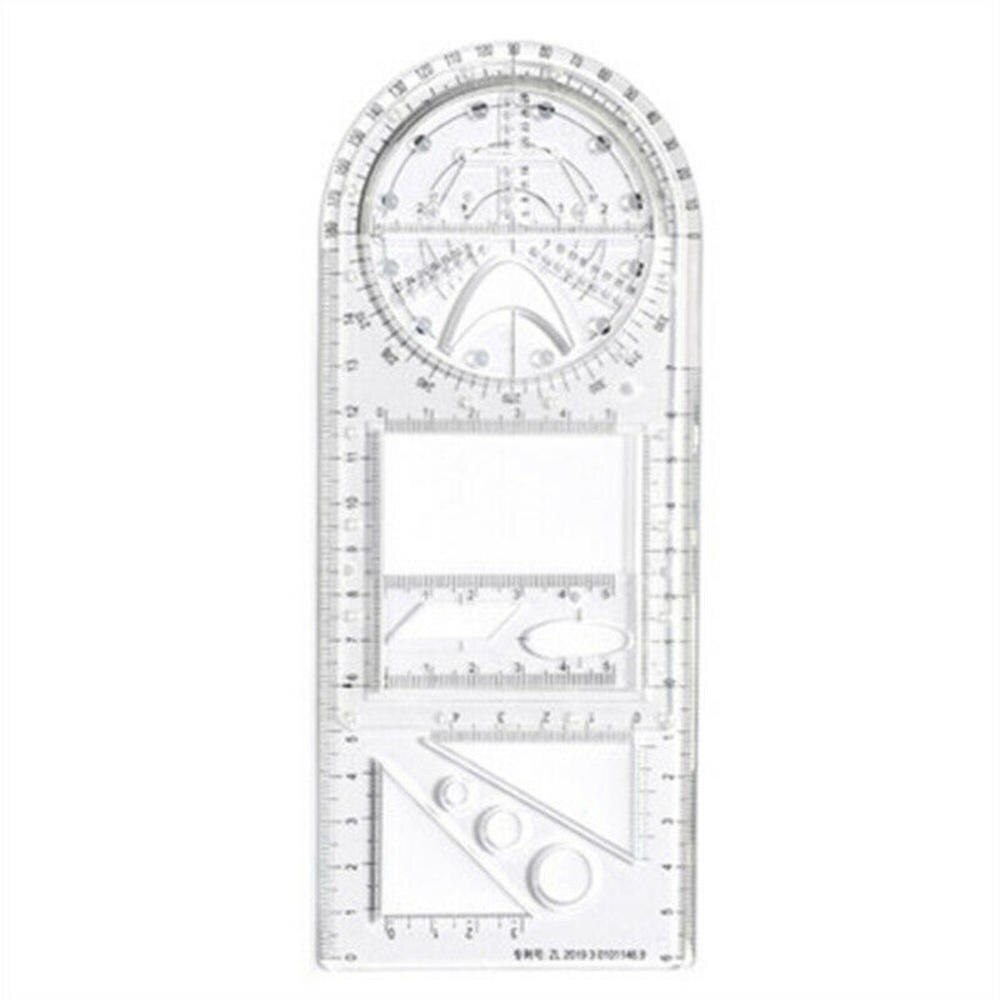 Multifunctional Geometric Ruler Drawing Ruler Drawing Template Measuring Tool Plastic Draft Rulers for School Office Supplies: junior Transparent
